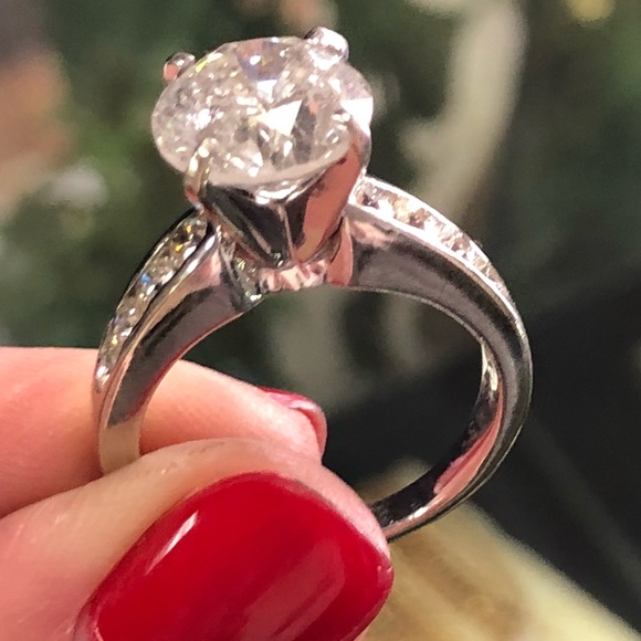 6.5 Carat Bridal Set ~ 5 Carat Diamond Solitaire Ring Wedding Band Set - Picture 8 of 8